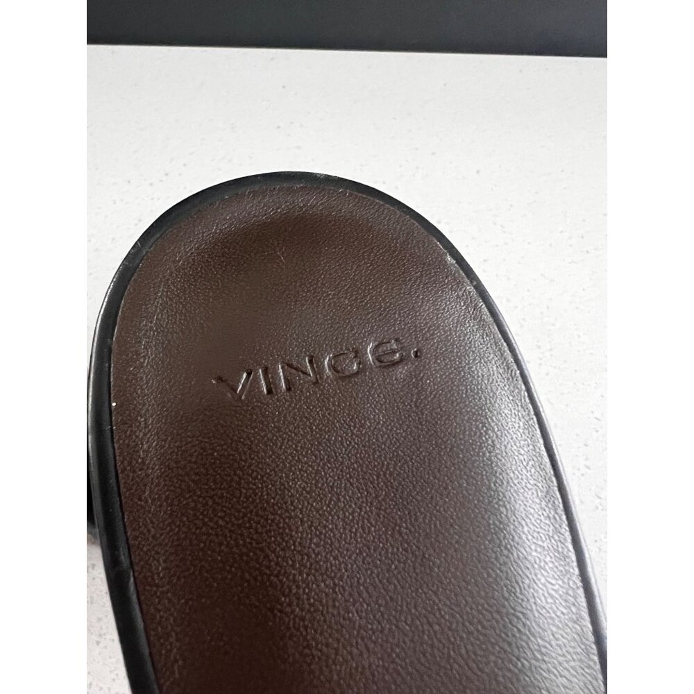 VINCE Ona black leather Slide Sandals size 7 NEW - Picture 5 of 9